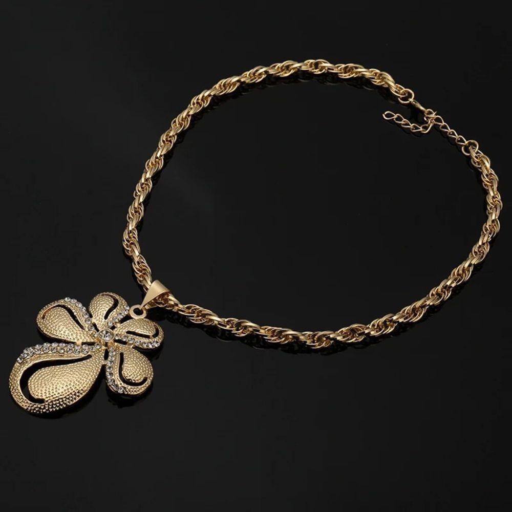 24K Gold Plated Jewelry Set White Stone Jewelry Set - Picture 2 of 5